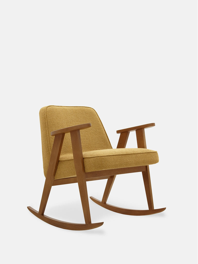 Mustard Rocking Chair 366 Rocking Chair Boucle Mustard Dark Wood – DECOVRY